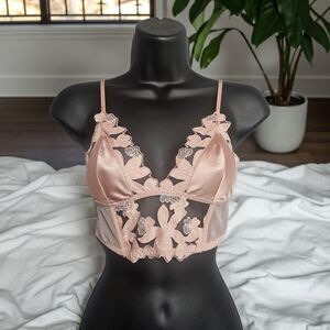 New Victoria's Secret Balconette Bralette Floral on Mesh Sz Small Powder Pink